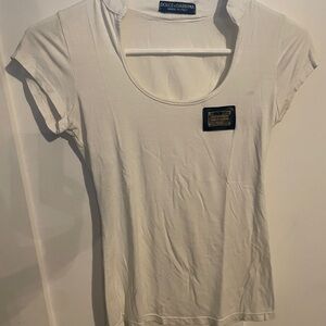 Dolce & Gabbana White Fitted Cap Sleeve Tee